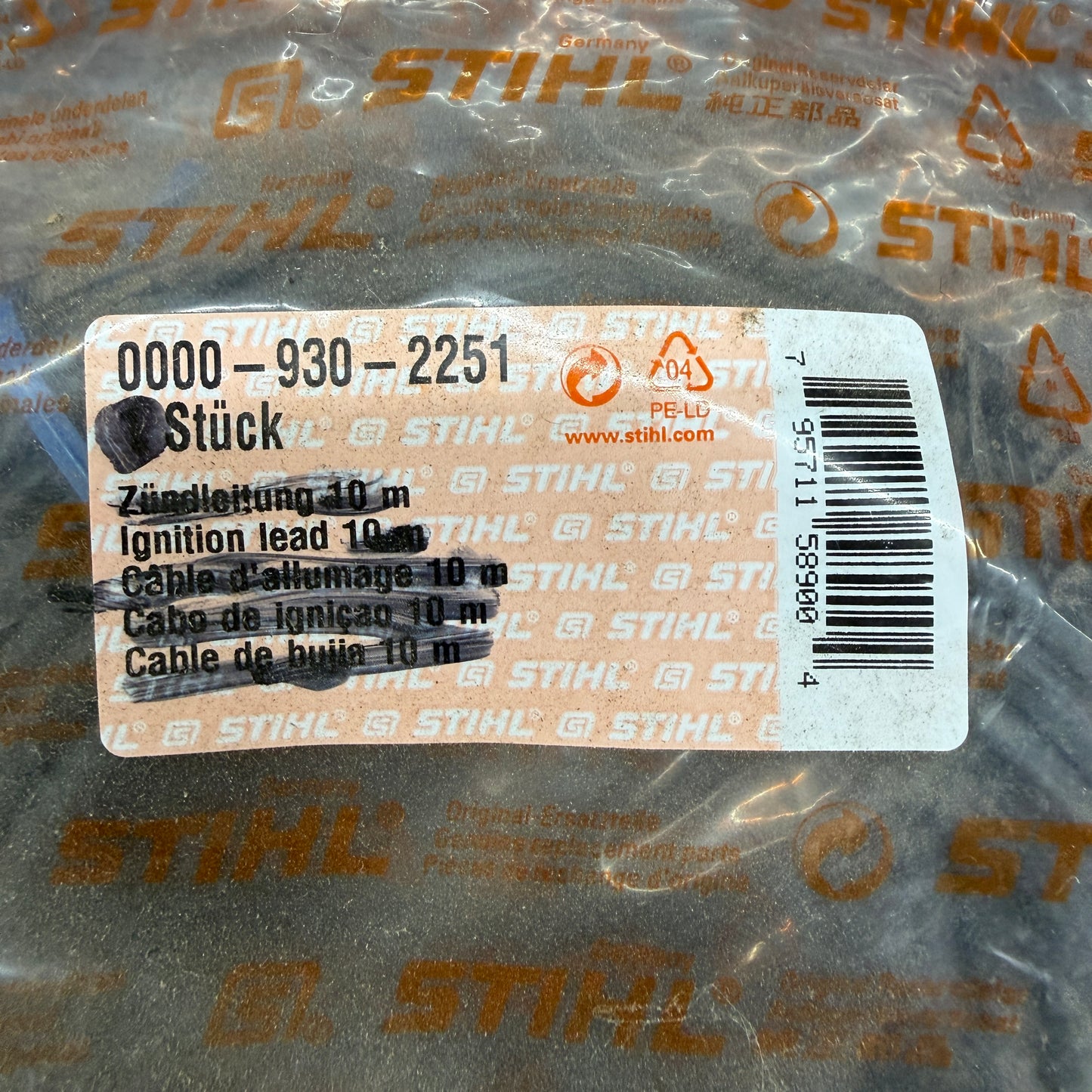 Ignition wire Stihl OEM bulk 0000-930-2251. sold by the foot