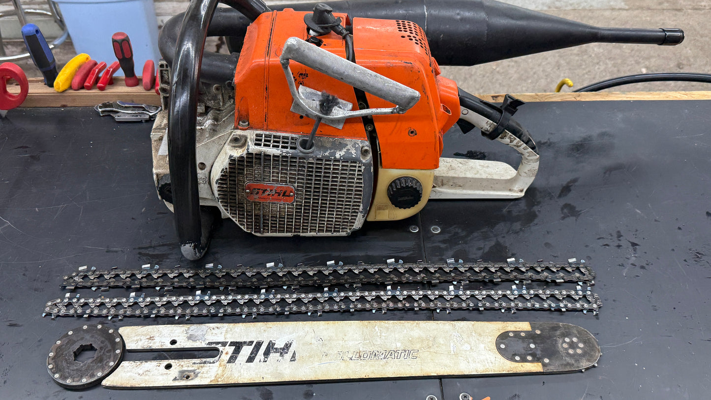 Custom 084 Race Bar and chain with 14 pin rim and practice chain